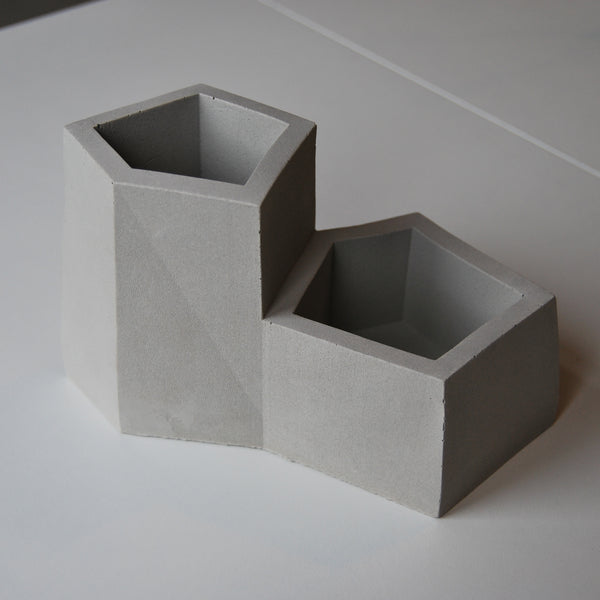 Concrete Grey Stone Desk Tidy Pen Pot Planter
