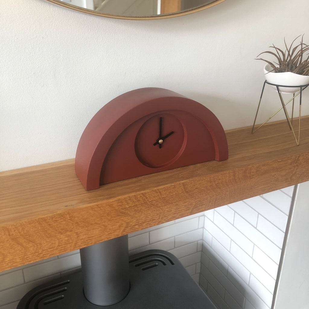 Custom Oxide Red Painted New Deco Clock