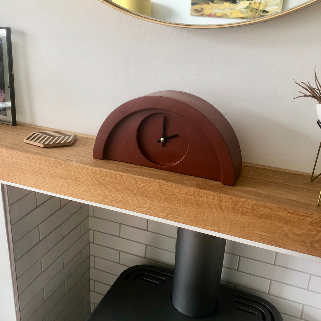 Custom Oxide Red Painted New Deco Clock