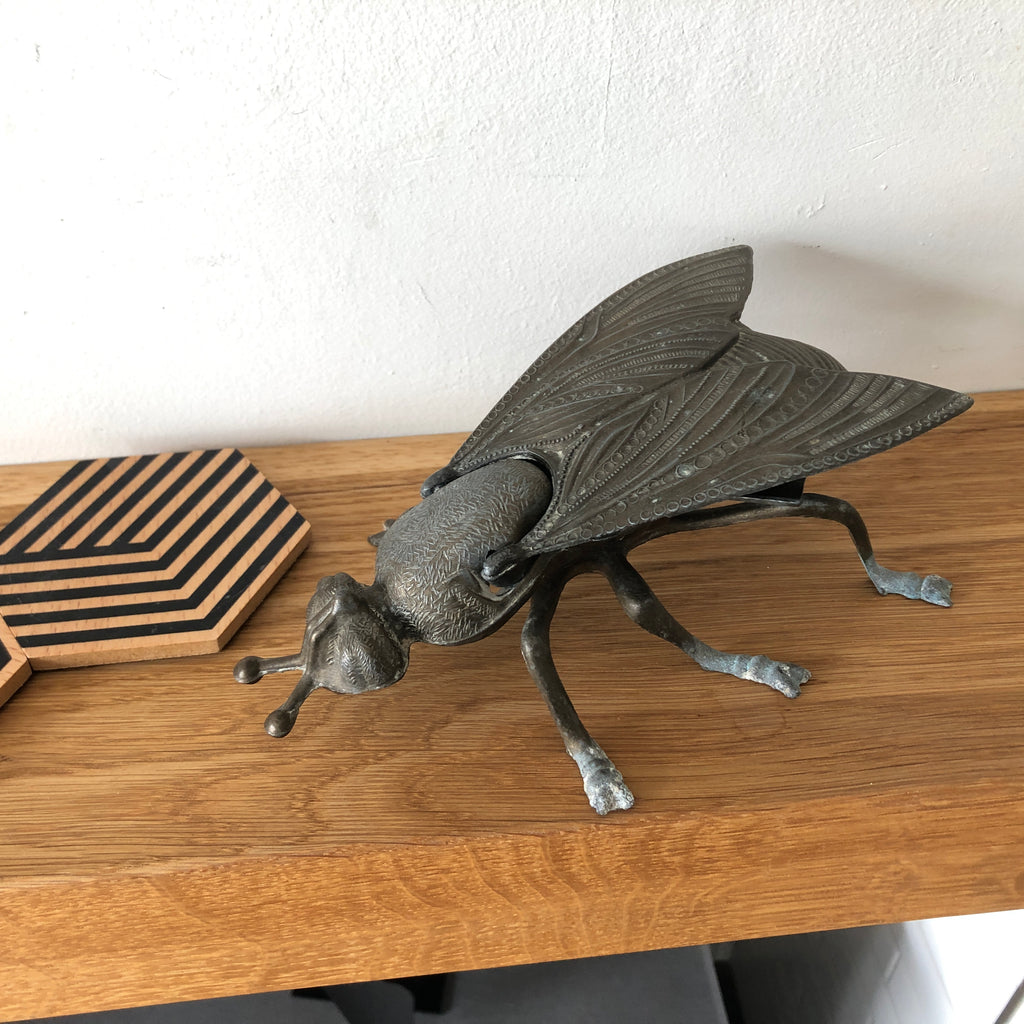 Vintage Italian Cast Metal Decorative Fly Ashtray