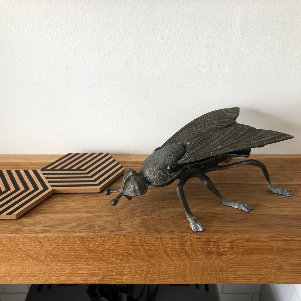 Vintage Italian Cast Metal Decorative Fly Ashtray