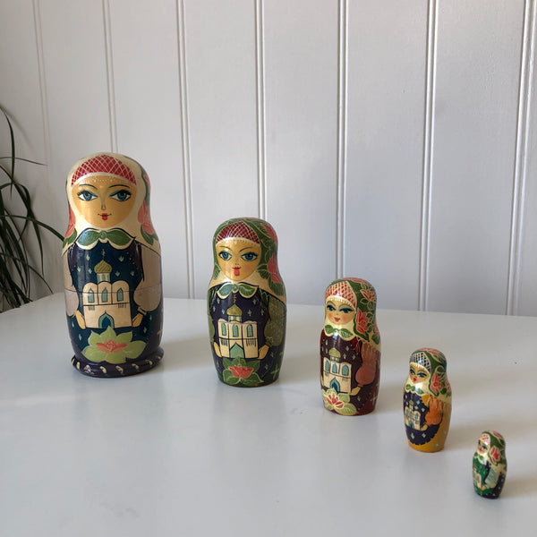 Vintage Painted, Wooden, Russian Dolls
