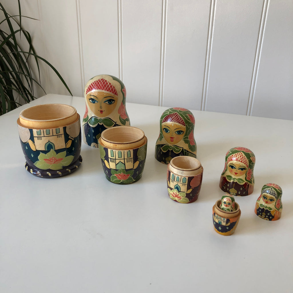 Vintage Painted, Wooden, Russian Dolls