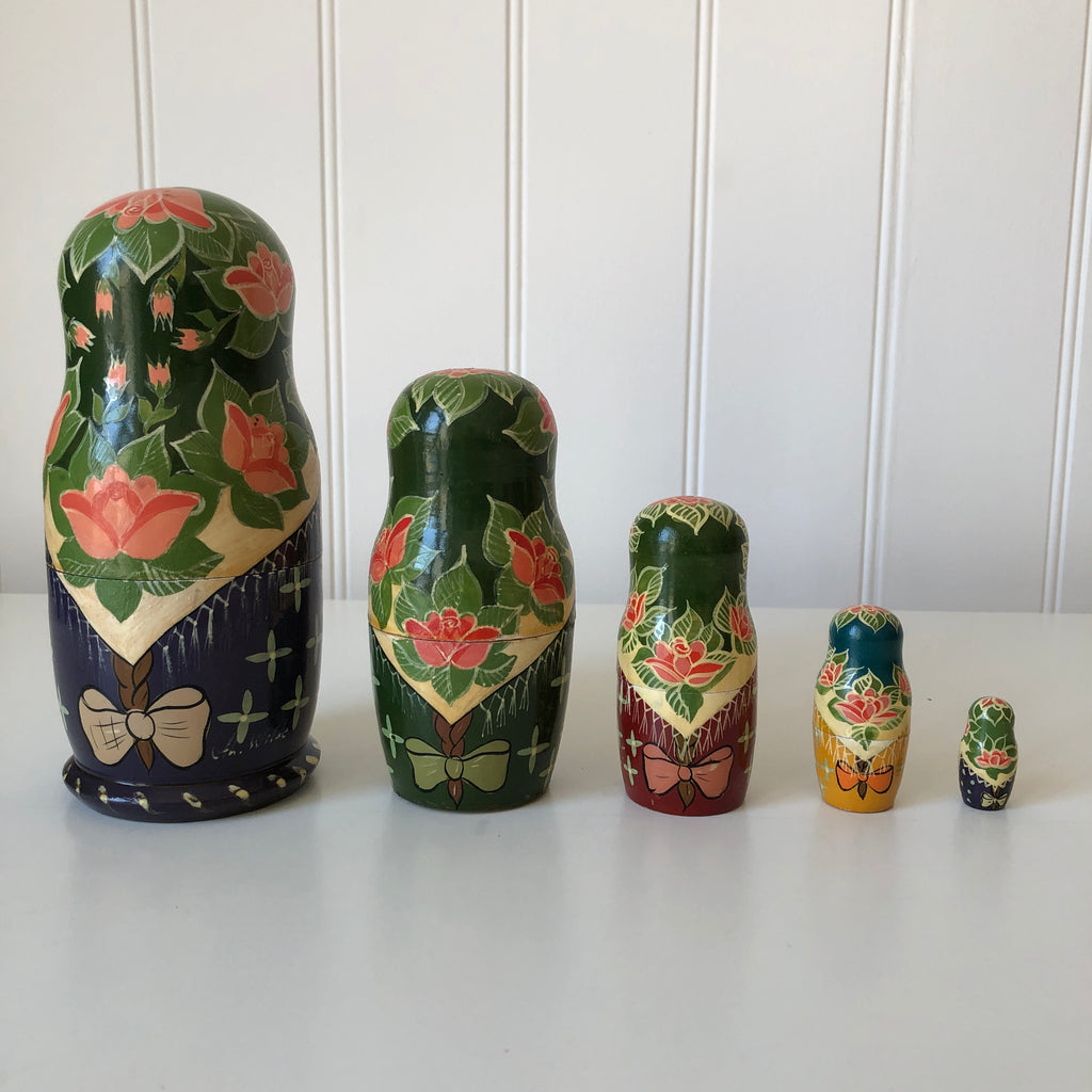 Vintage Painted, Wooden, Russian Dolls