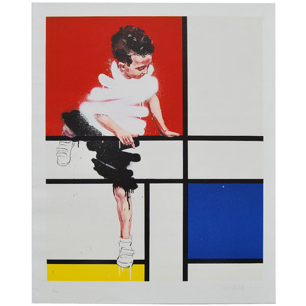 Composition with R/B/Y print by Ernest Zacharevic